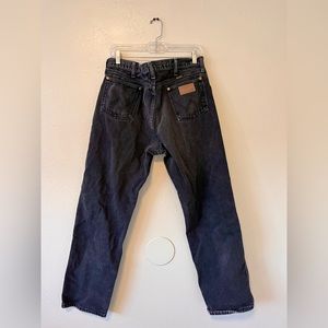 men’s vintage black denim wrangler. waist 36.